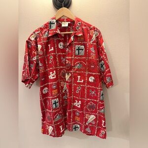 Hoffman Orange Lutheran High School Hawaiian Shirt Mens XL Red t Button Up
